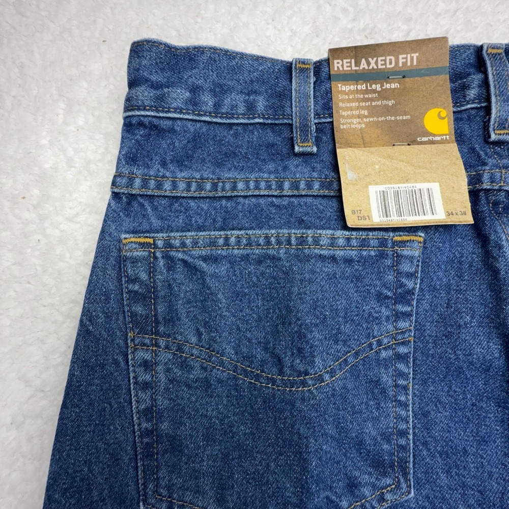 Carhartt Relaxed Fit Tapered Leg Jeans Blue Mens 34x38 B17 DST Darkstone NWT NOS